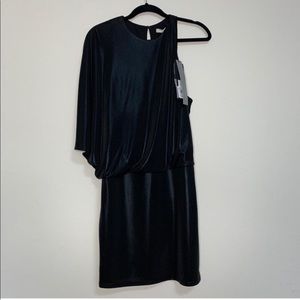 HALSTON HERITAGE Black one shoulder dress